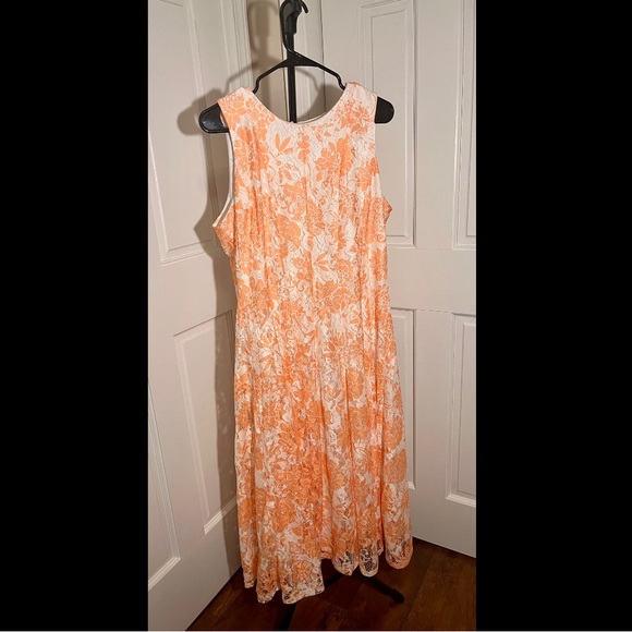 Size 14 Orange & White Light & Flowy Maxi Summer Dress - Picture 2 of 3